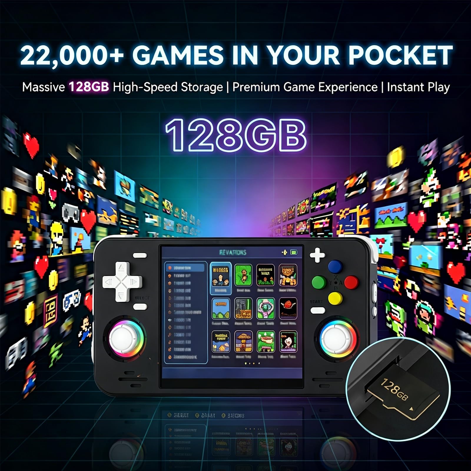 RF40H Retro Handheld Game Console,4 Inch IPS Screen 720*720, 22000+ Games 128…