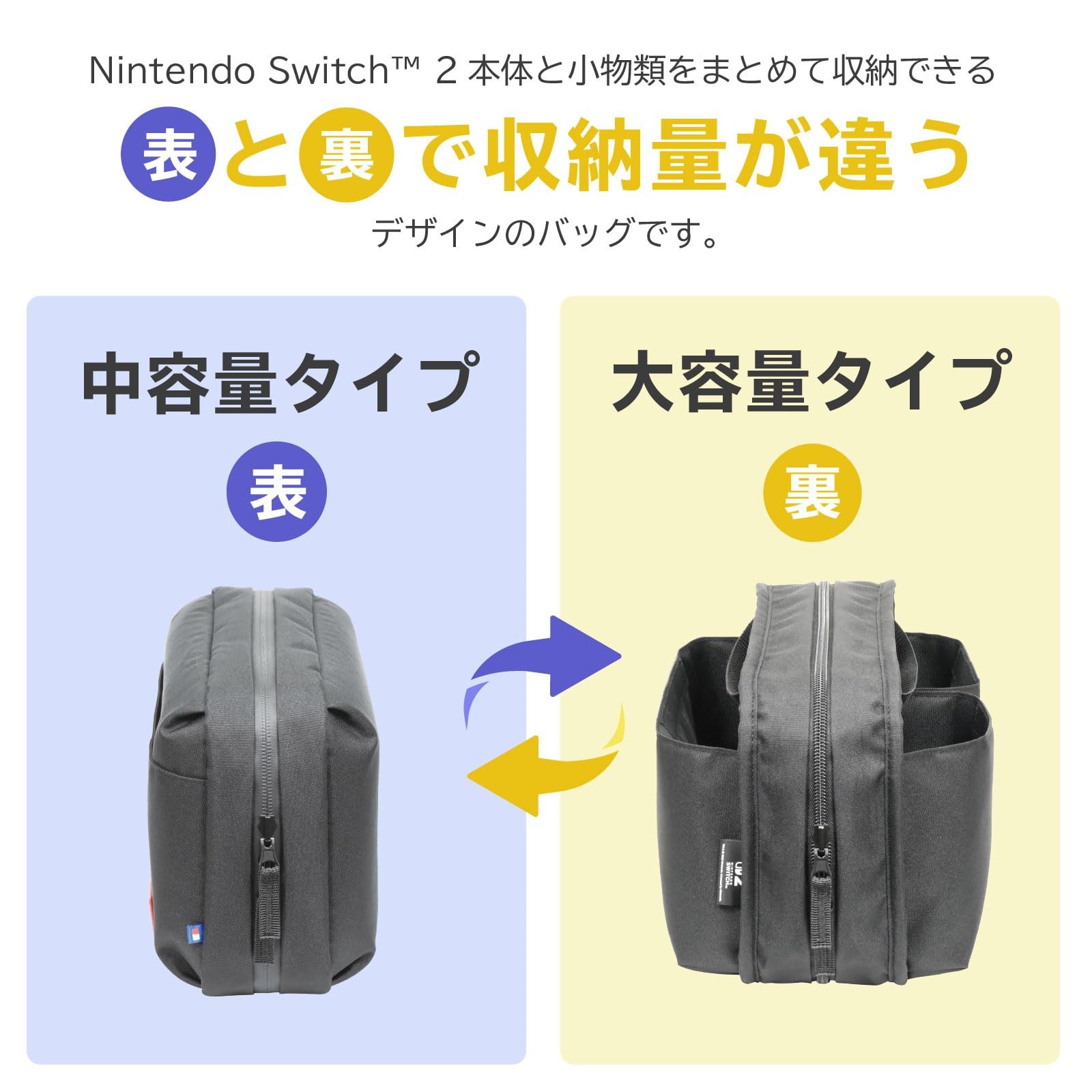 Hori NSX075 Switch 2 Reversible Storage Bag White Yellow Compatible Case
