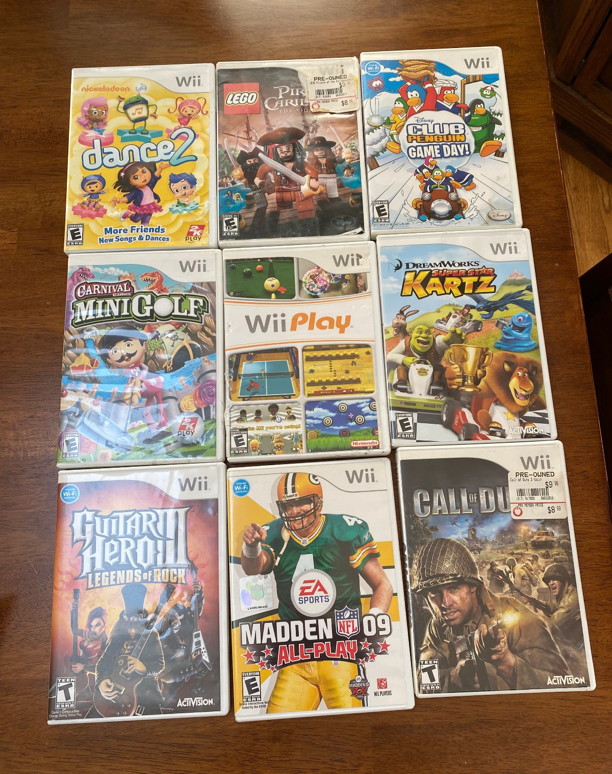 Nintendo Wii Lot Game Console Bundle W/ 9 Games 1 Black Motion Plus Controller