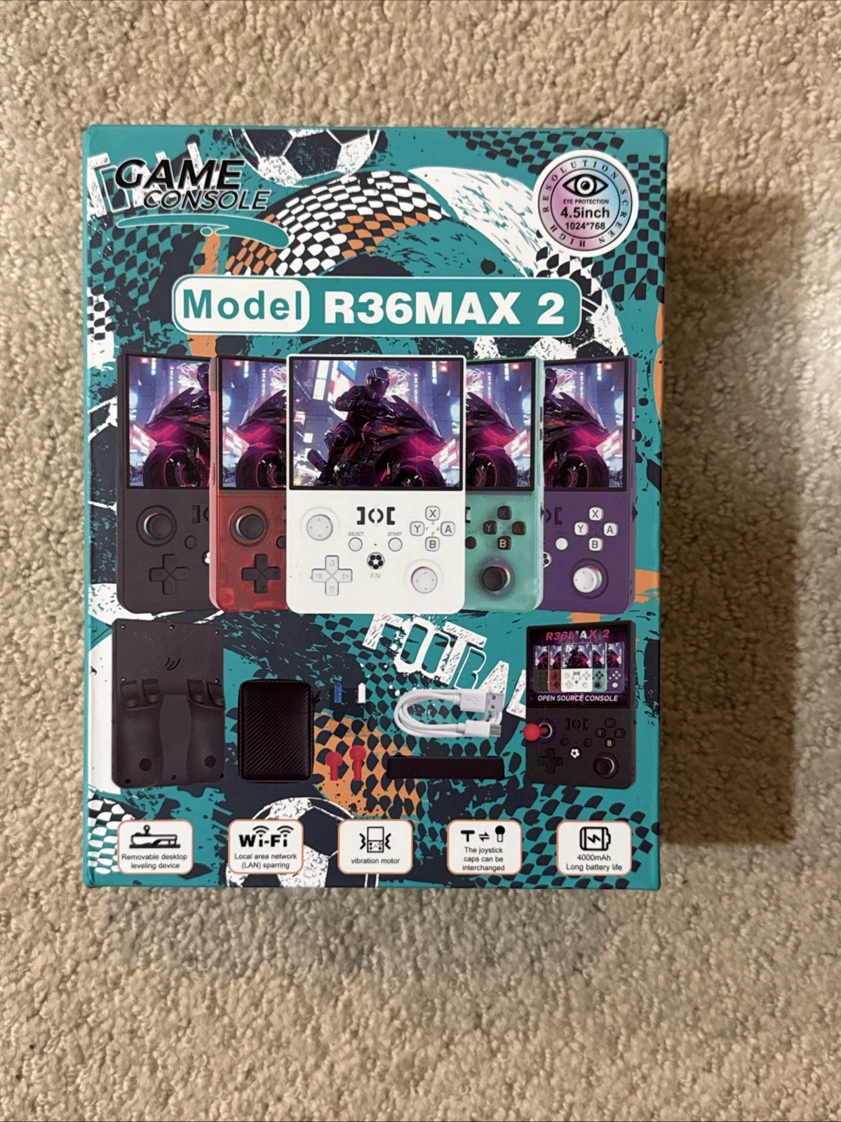 R36MAX 2 Retro Handheld Game Console, Large 4.5 Inch IPS HD Screen, Classic Game