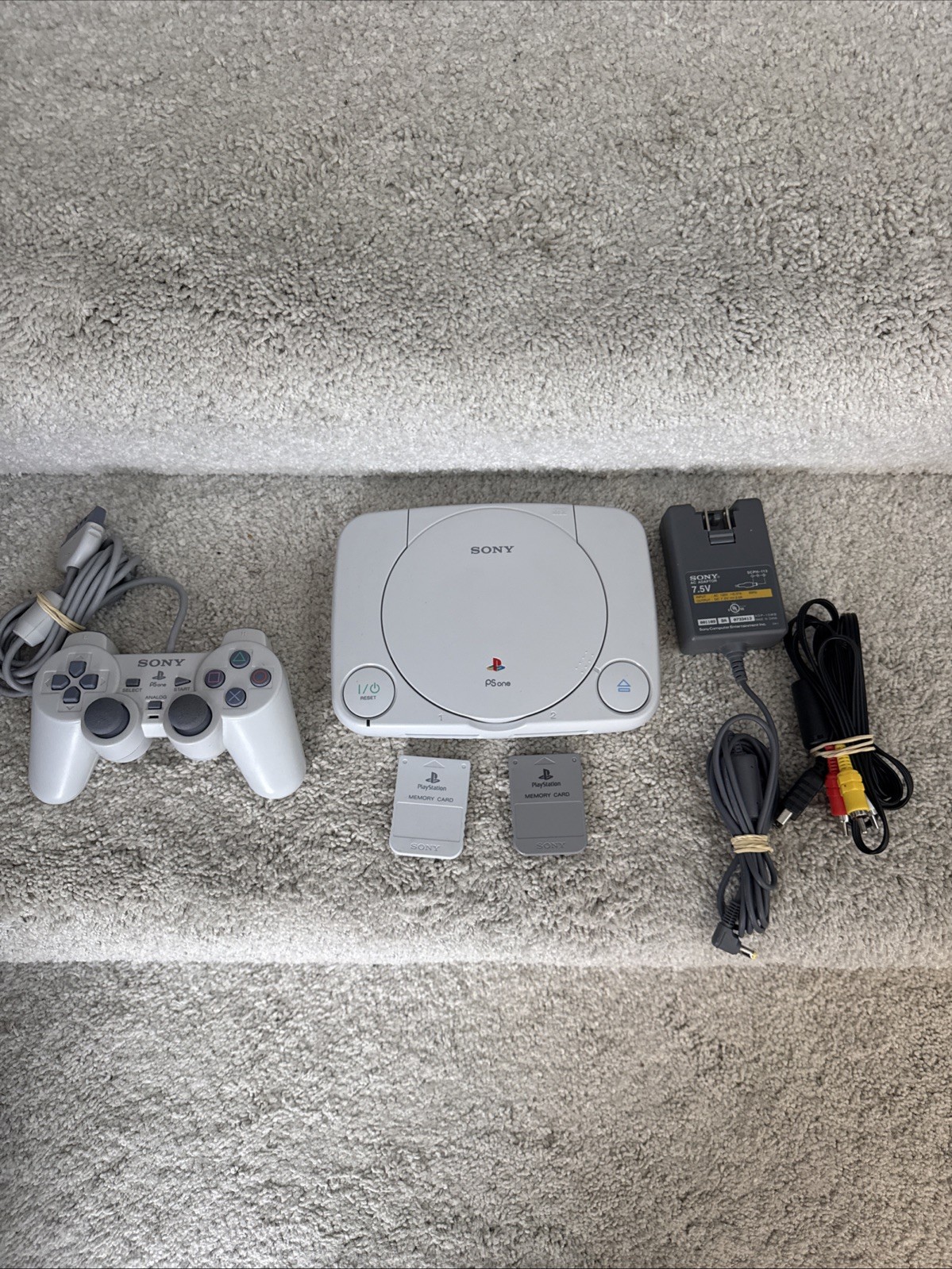 Sony Playstation 1 PS One SCPH-101 Slim Console Bundle – Controller/ 2 Mem Cards
