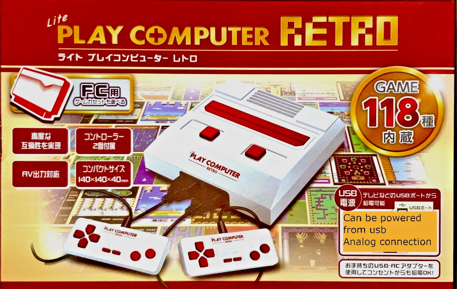[Famiclone Japanese Console] Play Computer Retro 118 Boxed Famicom KTFC-004W New