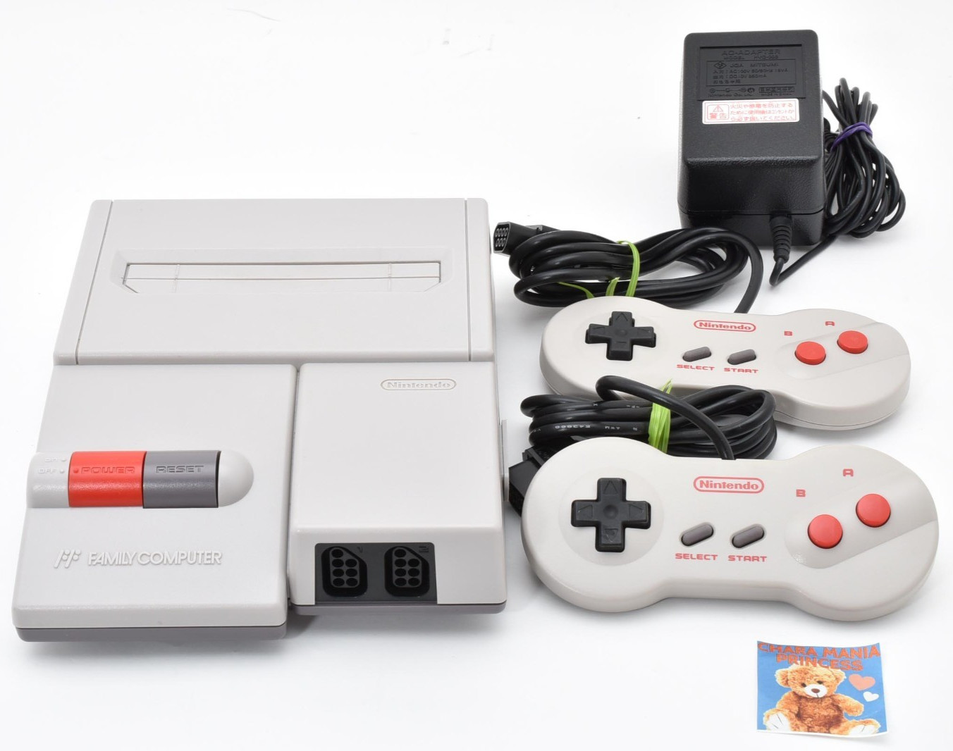 Nintendo New Famicom FC Console Controller Adapter Set Tested NES Gray Japan JP