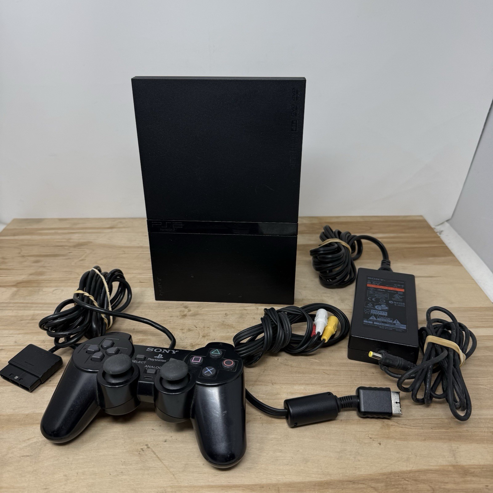 PS2 Slim SCPH-77001 Console W/ Power + AV Cables & Controller Tested Working