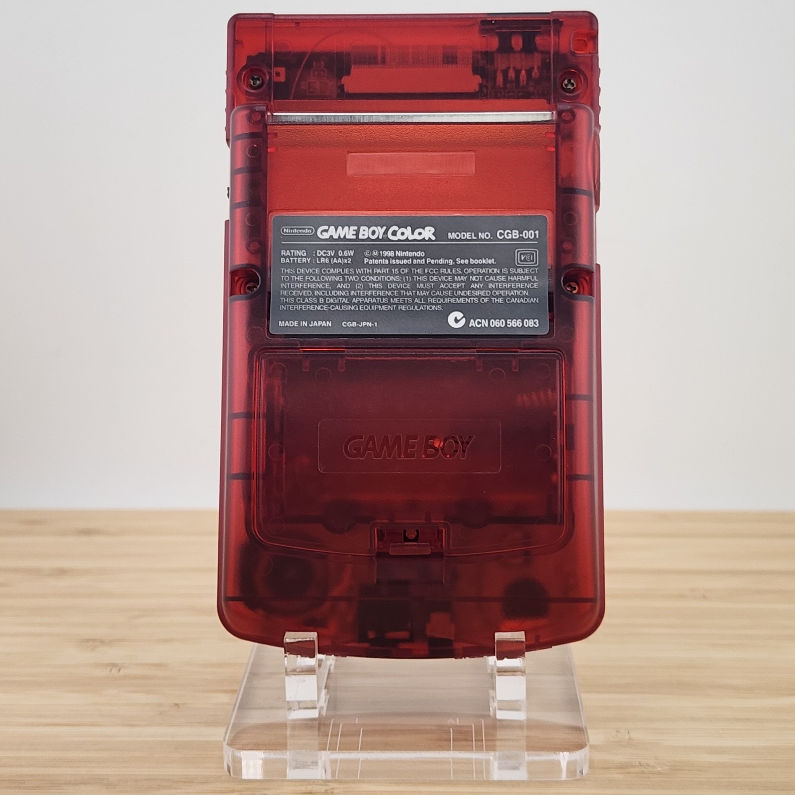 Gameboy Color, OLED Touch Screen w/Laminated Lens, Clear Red Shell Game Boy GBC