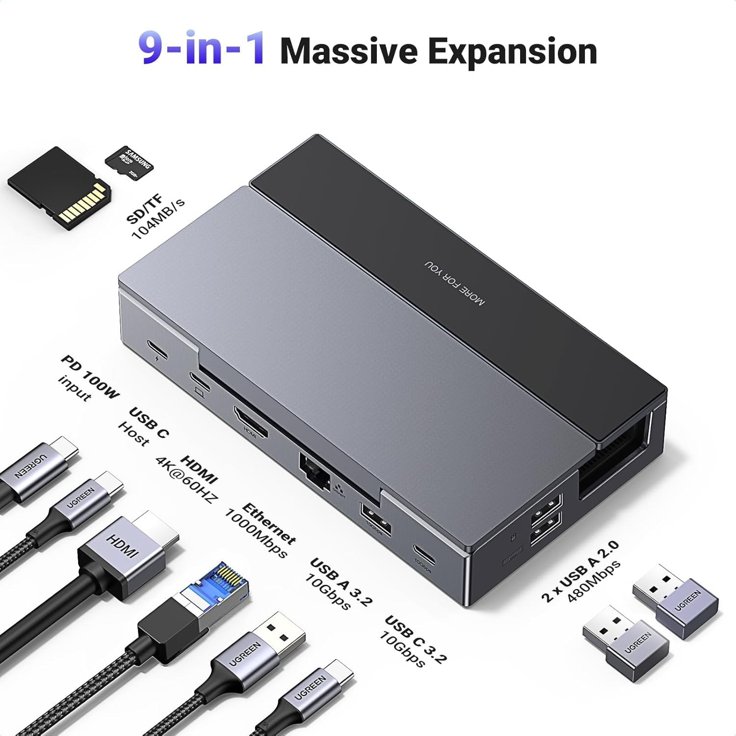 Compact 4K HDMI & USB-C Dock for Steam Deck, ROG Ally, and Legion Go – 9-in-1