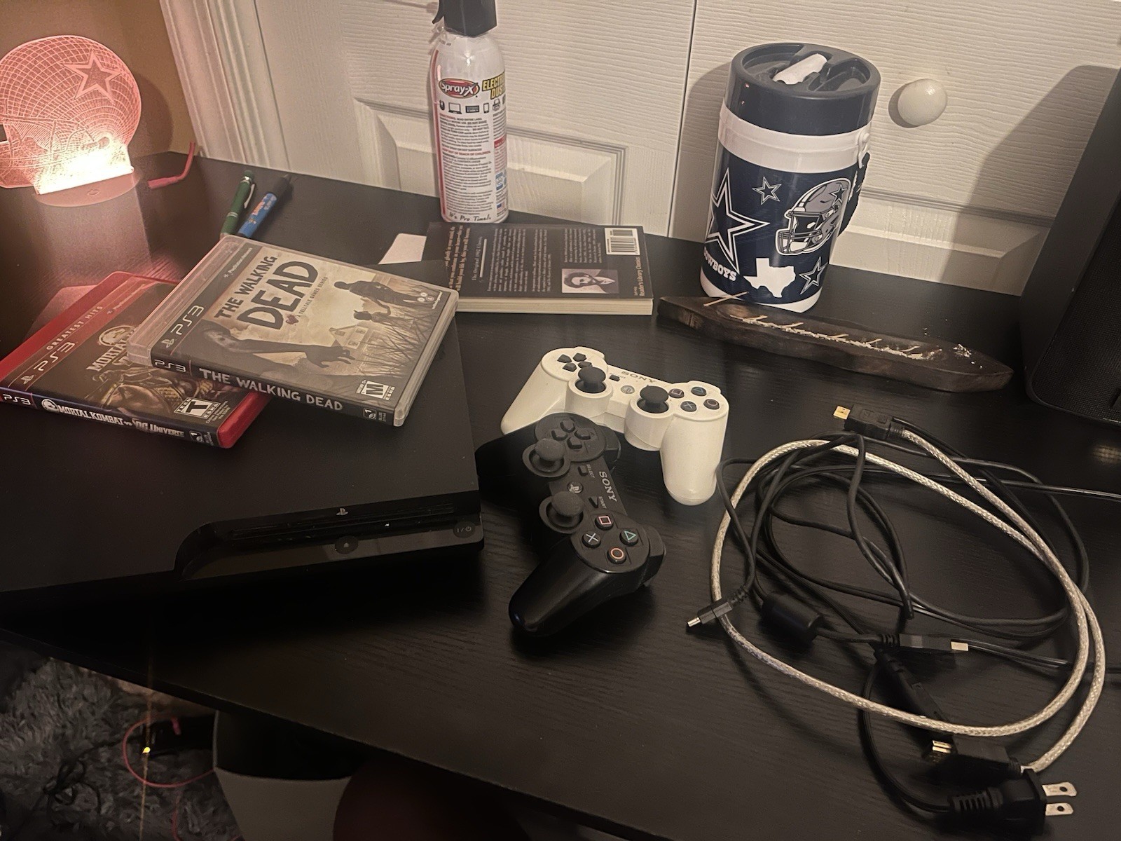 Sony PlayStation 3 Slim Black Game Console Comes with 2 Controllers and Cords