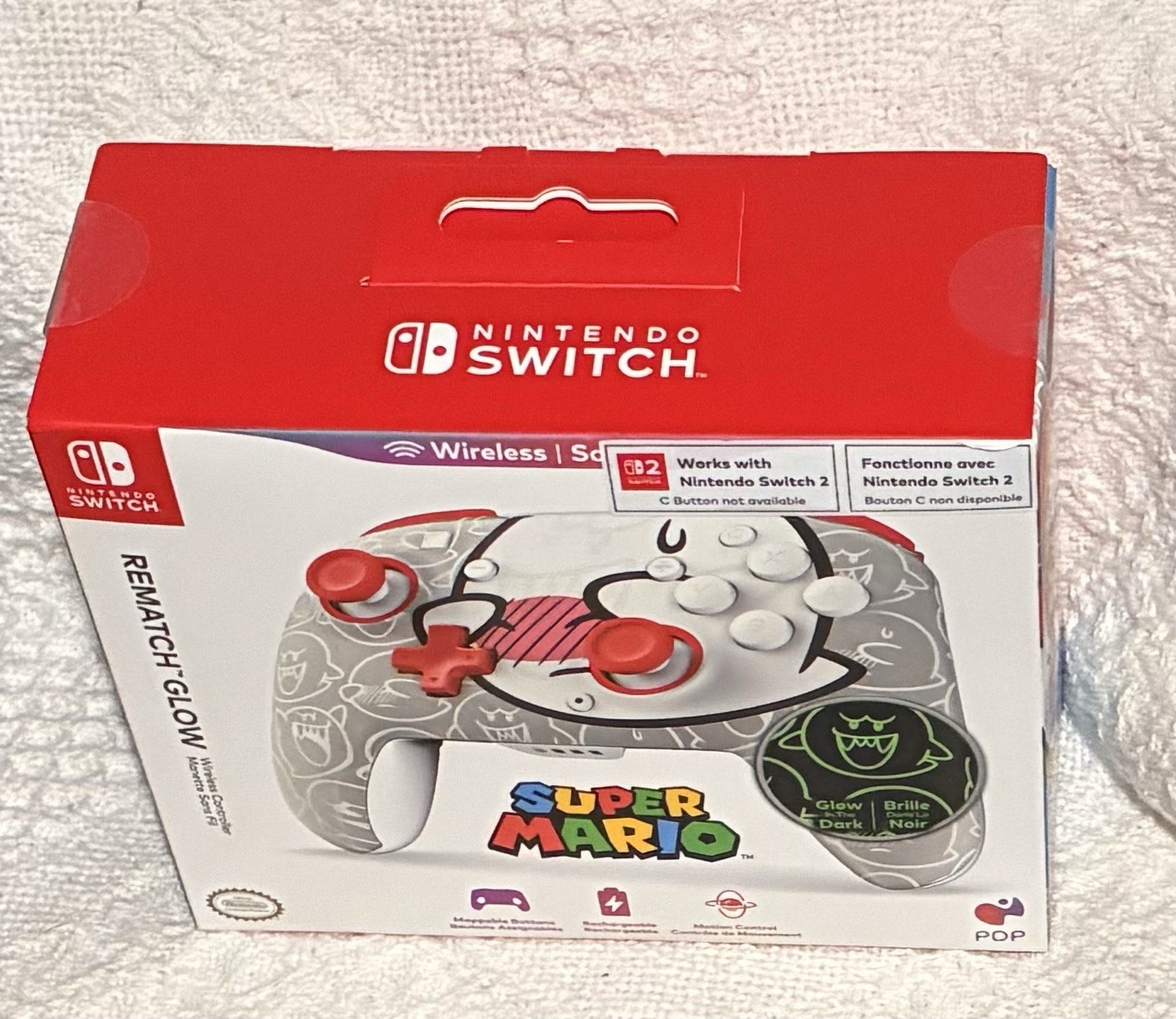 PDP REMATCH GLOW Wireless Controller Nintendo Switch 2 Super Mario Boo Hoo New