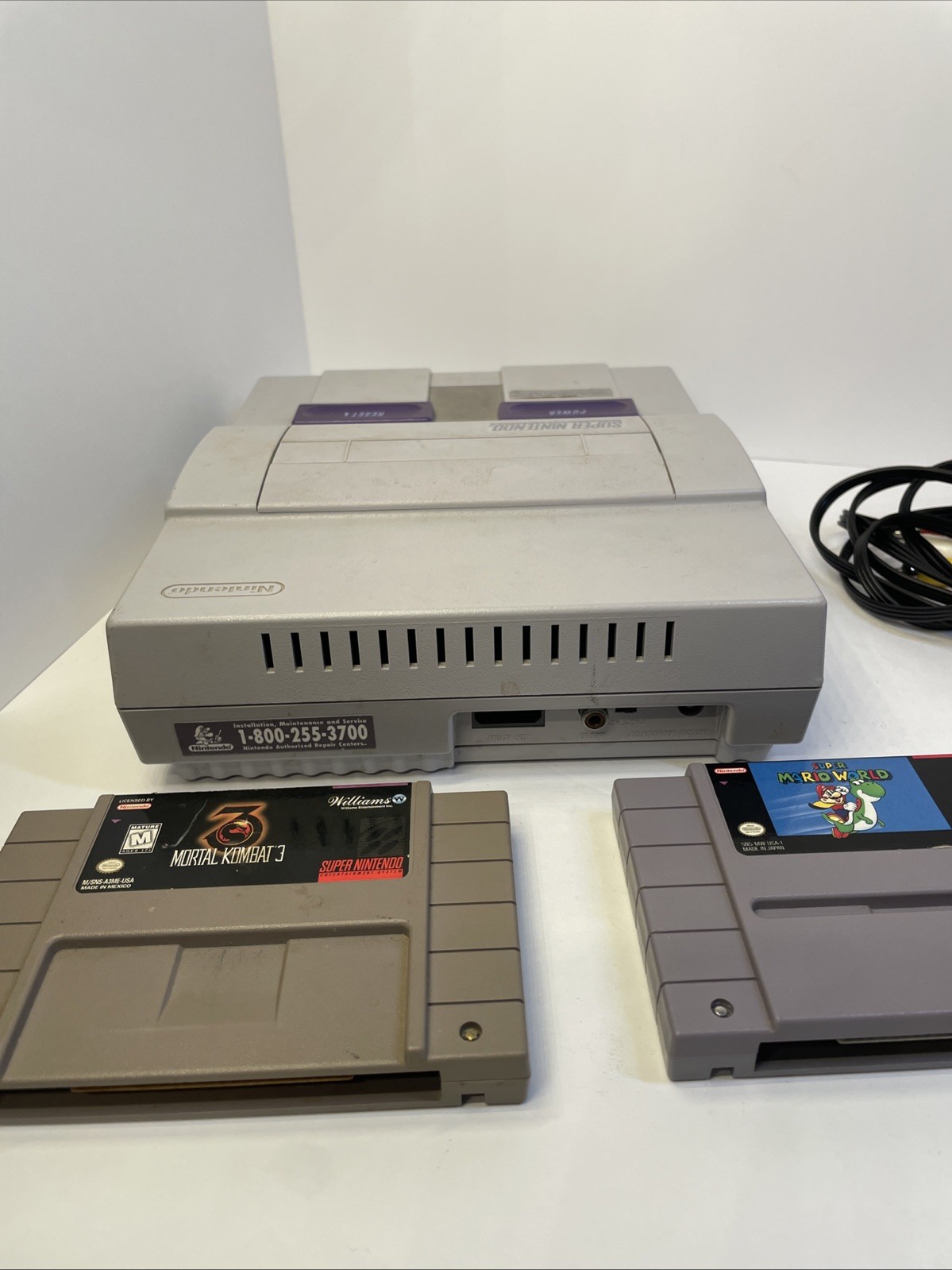 Super Nintendo System SNES Bundle, Games + Controller + Cords – Tested!
