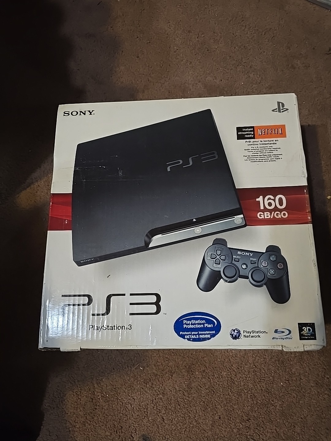 PS3 Slim 160GB Console w/ Box TESTED — No Controller — As Is