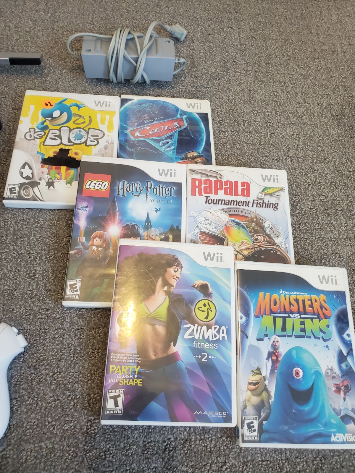 Black Nintendo Wii Console System Bundle w/ 10 Games Nunchuck TESTED! Deblob