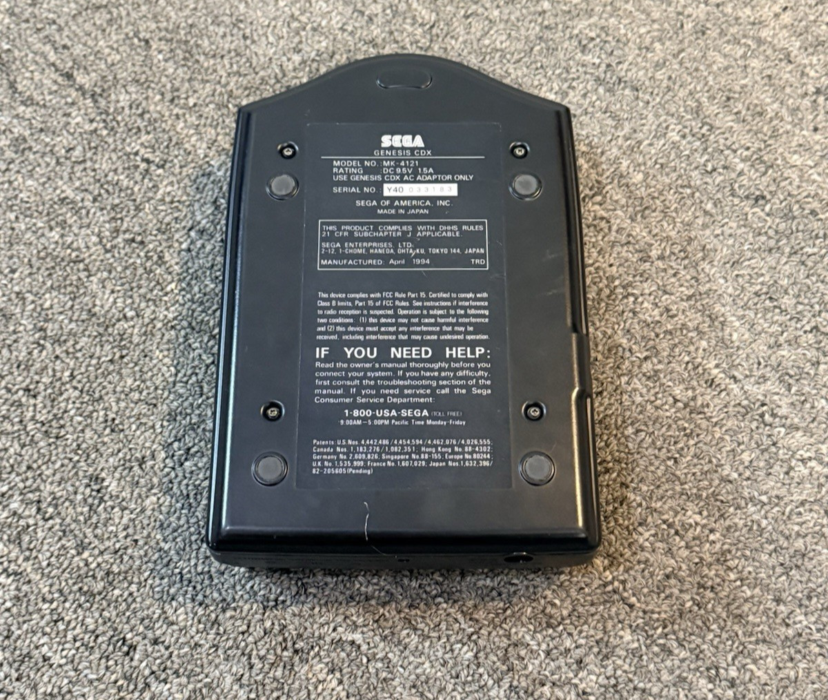 SEGA GENESIS CDX MK-4121 GAME SYSTEM W/ ECCO DOLPHIN ORIGINAL BOX ~ READ ~