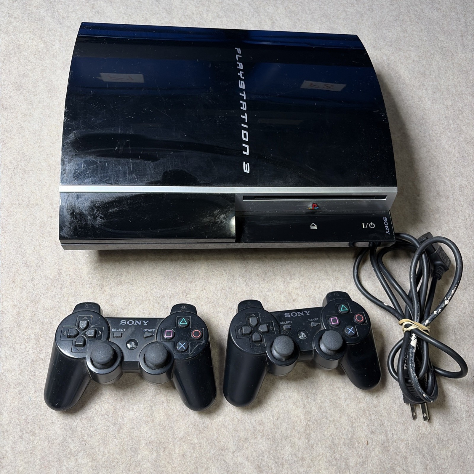 Sony PlayStation 3 PS3 Fat 80GB Black Console Bundle CECHK01 Tested Working