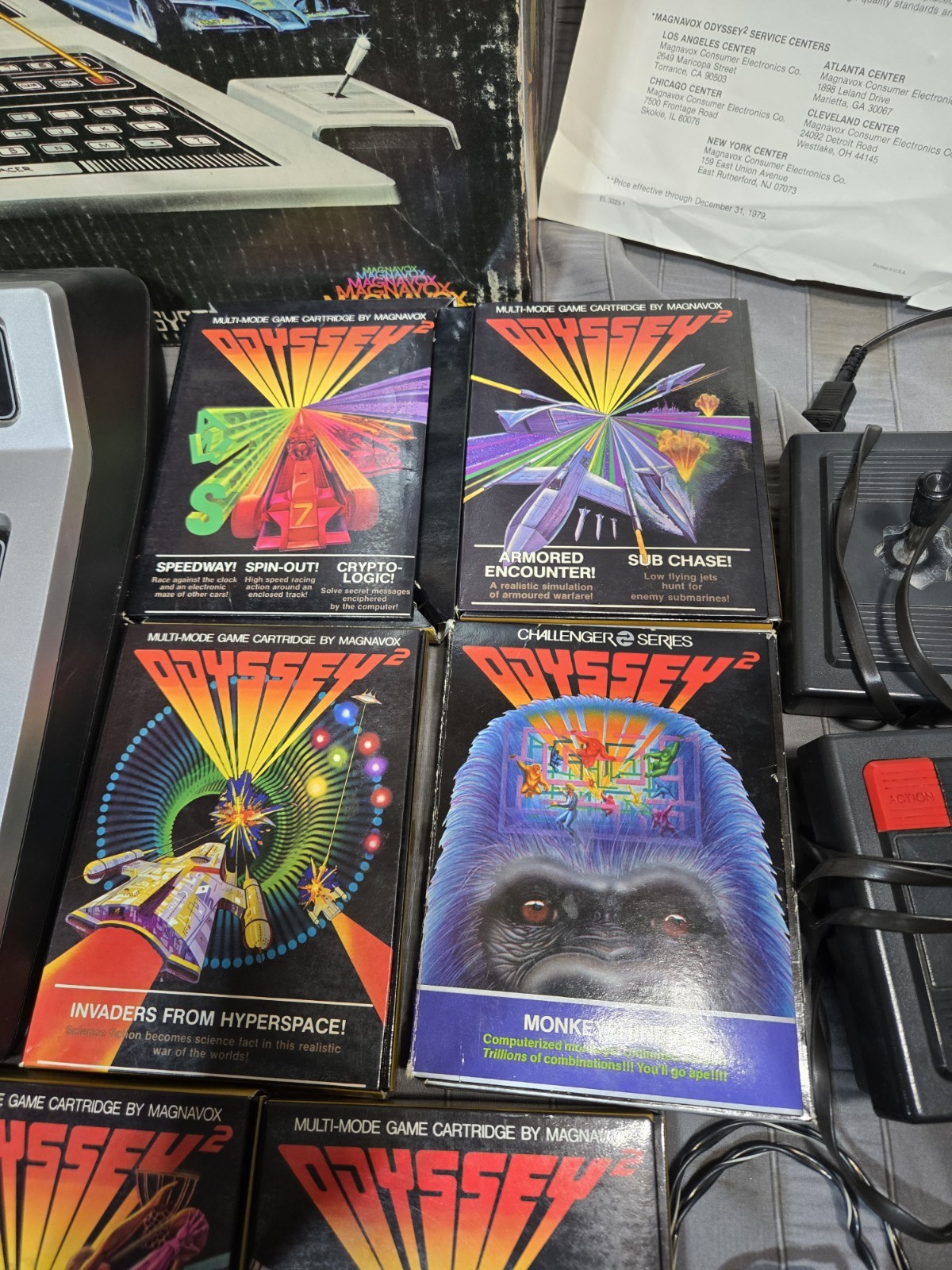 Magnovox Odyssey 2 Console Bundle Power Supply Box 6 Games Tested Working