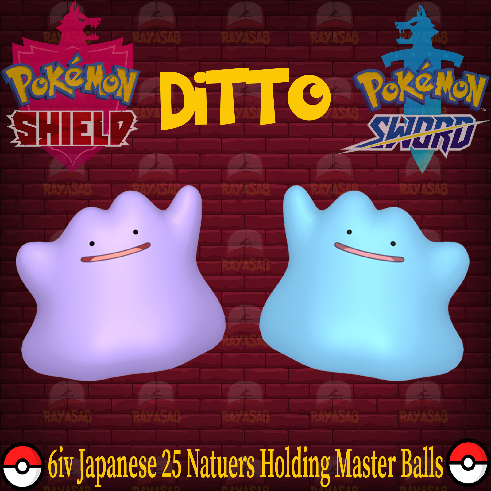 Pokemon Sword & Shield Ditto Japanese Masuda 6IV All 25 Natures 🌟Shiny🌟 Home