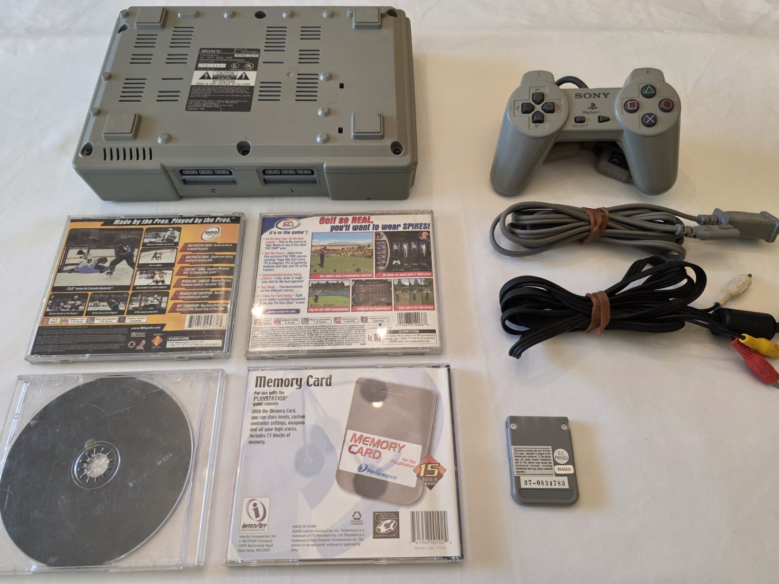 Sony PlayStation 1 PS1 Console Complete w/ Controller 3 Games Tony Hawk 2 Tiger