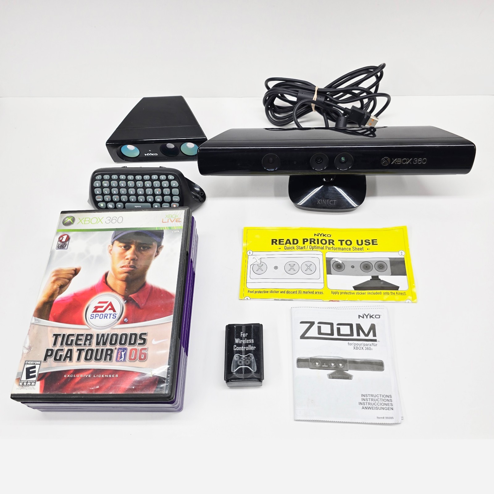 Xbox 360 Bundle w/ Kinect Sensor + Chatpad + Games + Nyko Zoom + Nyko Battery