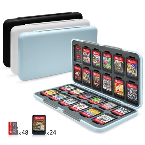 Hard-shell game card case for 24 game cards compatible with Switch/Lite/OLED