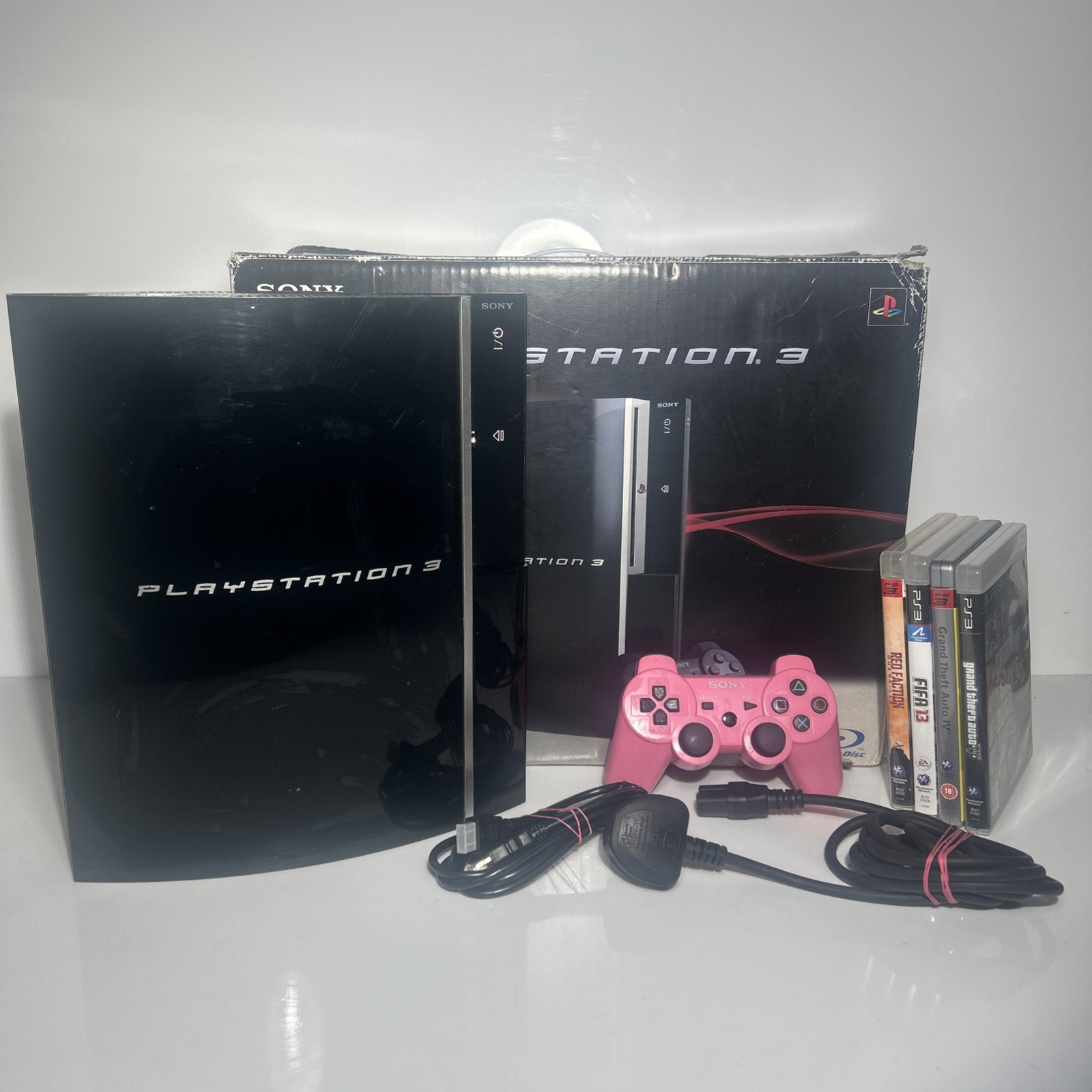 Original Playstation 3 PS3 40GB Fat Phat Console Bundle + 1 Controllers Boxed