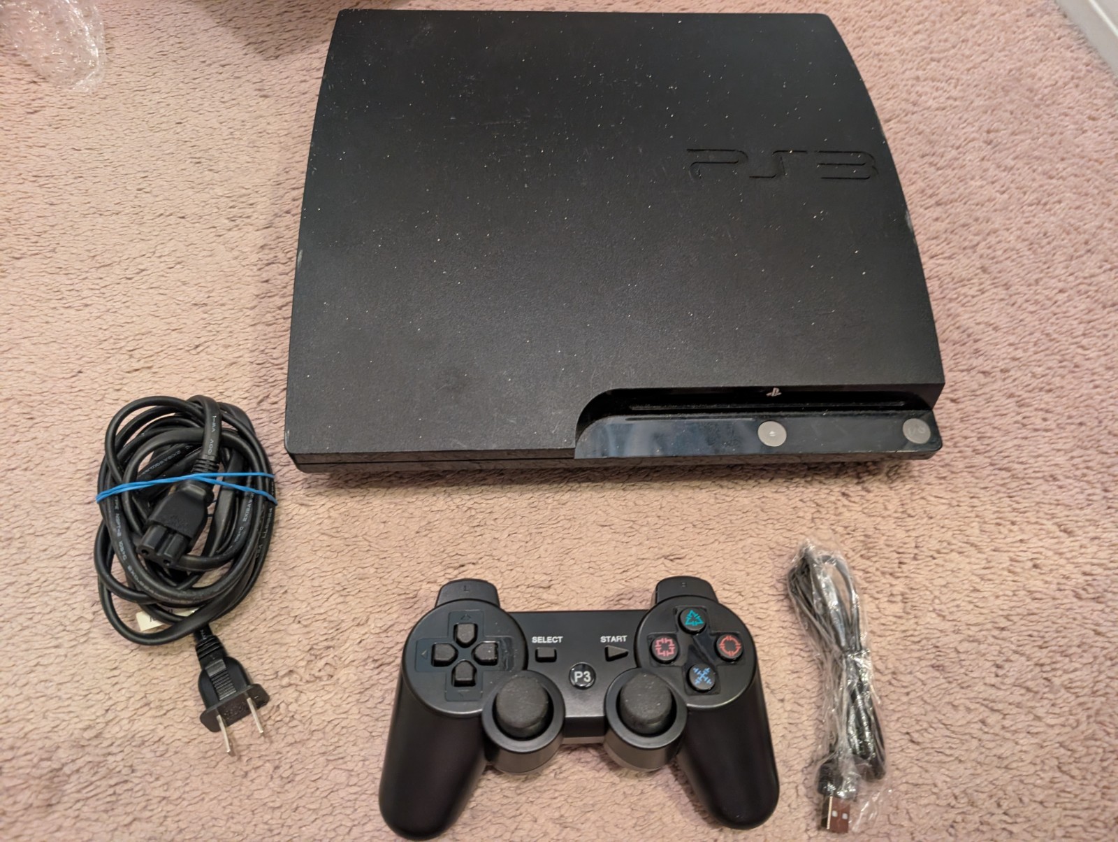 Sony PlayStation 3 Slim PS3 120GB CECH-2001A Console + Controller with Cords