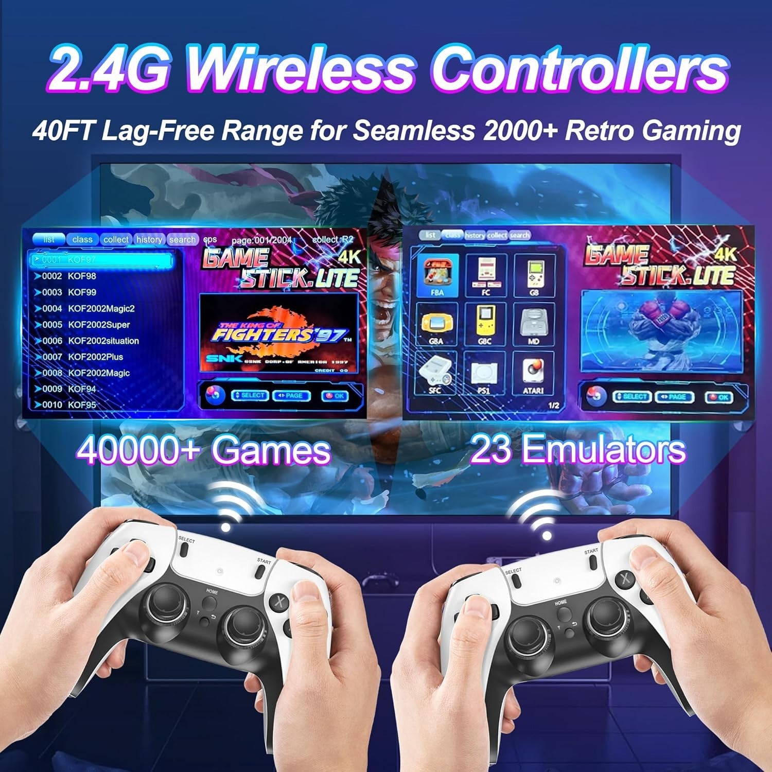 Plug & Play Retro Game Console with 64GB TF Card, Dual Controllers, 4K Output