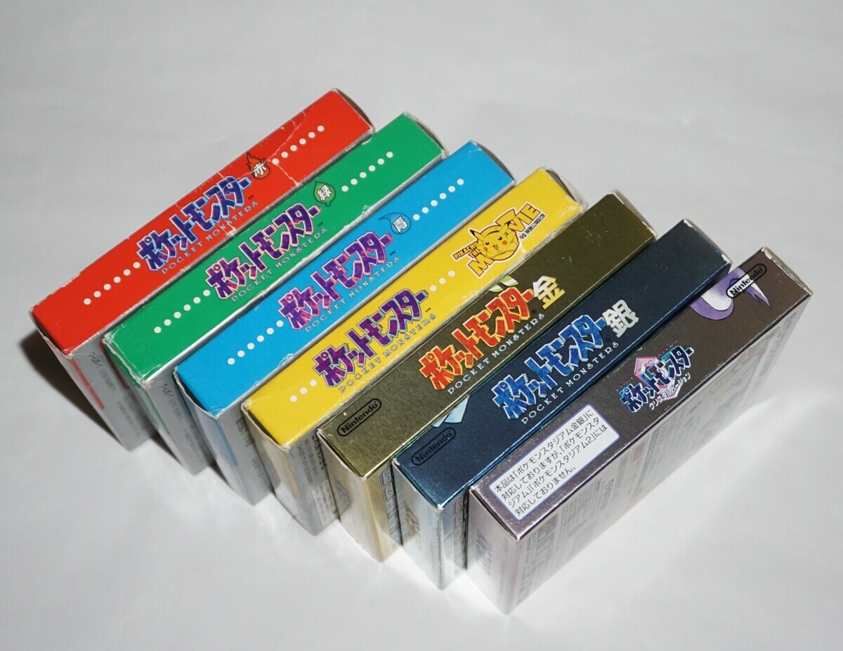 【7set Pokemon set】GameBoy Green Red Yellow Blue Silver Gold Crystal GB GBC