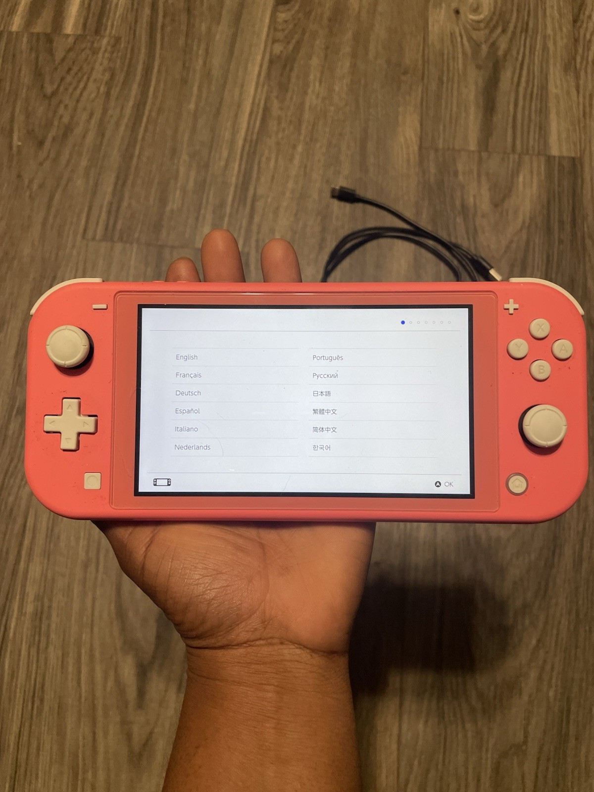 Nintendo Switch Lite Coral Handheld Console Wi-Fi USB-C w/ Charging Cable