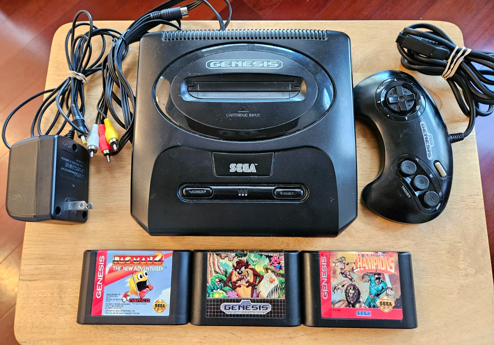 Sega Genesis Model 2 Console System (TESTED) – All CABLES, Controller & 3 Games