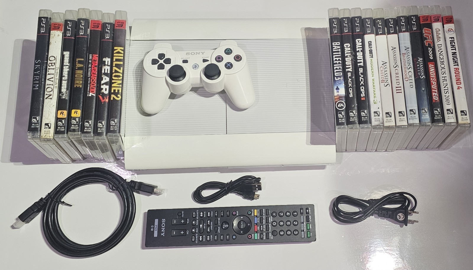 PlayStation 3 PS3 Super Slim Classic White 500GB Console Restored In/Out 18Games