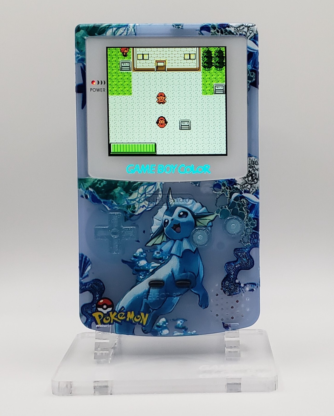 Funnyplaying IPS Backlit Gameboy Color & Case, GBC Custom Pokemon Vaporeon