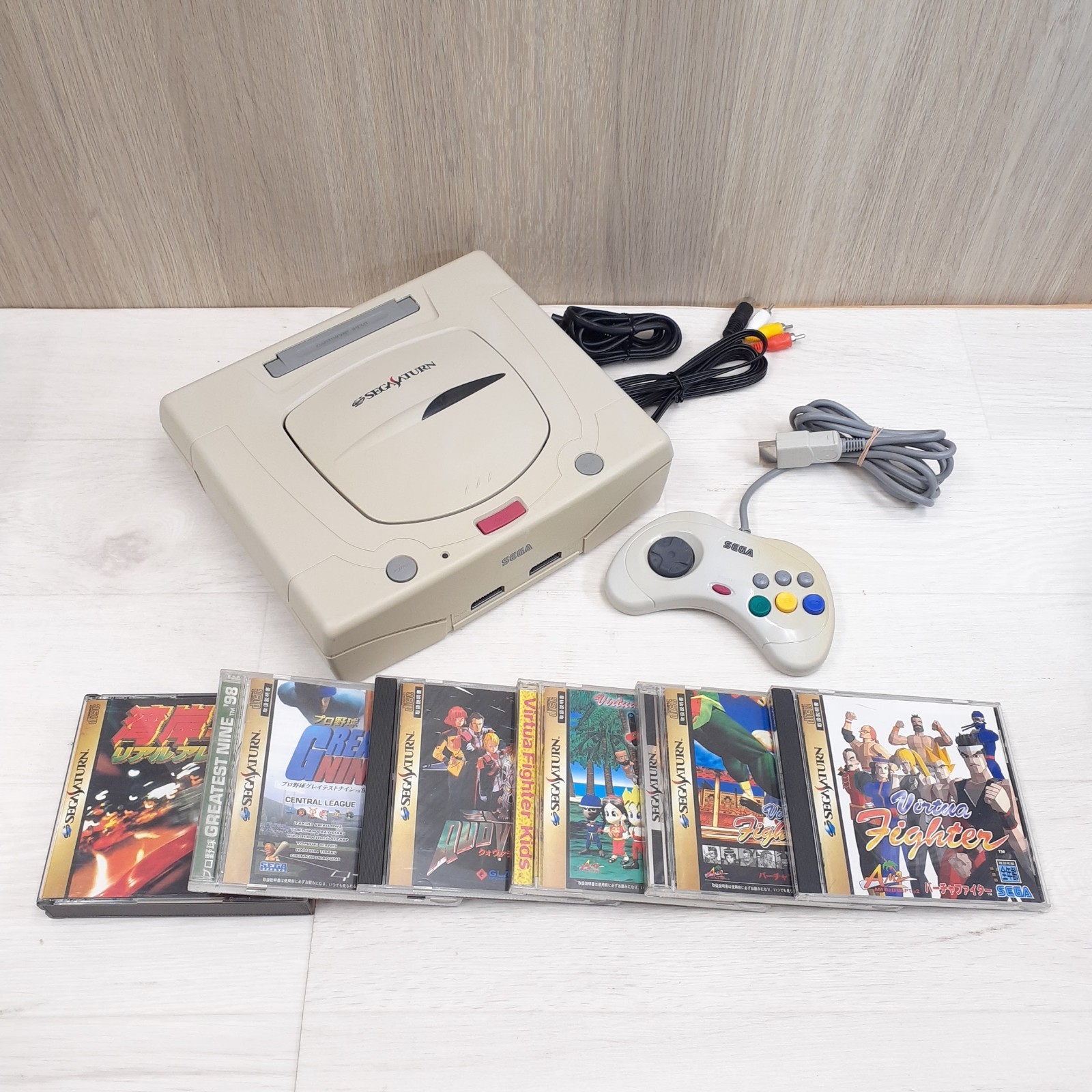 Japanese Sega Saturn White Console Bundle with 6 Games 1 Controller HST-3220