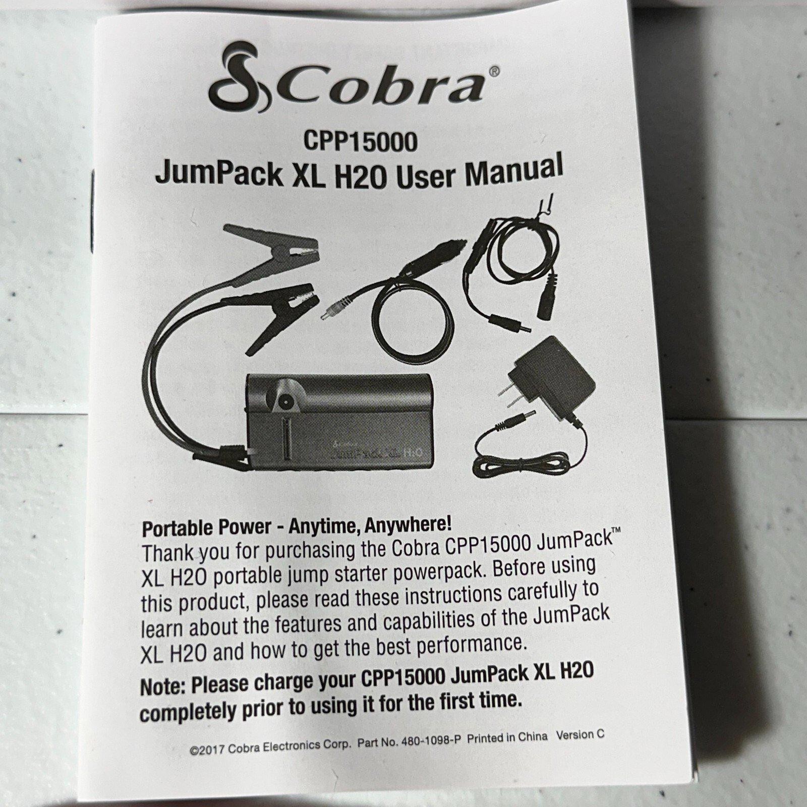 Cobra CPP15000 JumPack XL H2O Dead Battery Parts Repair Lot Charger Cables Case