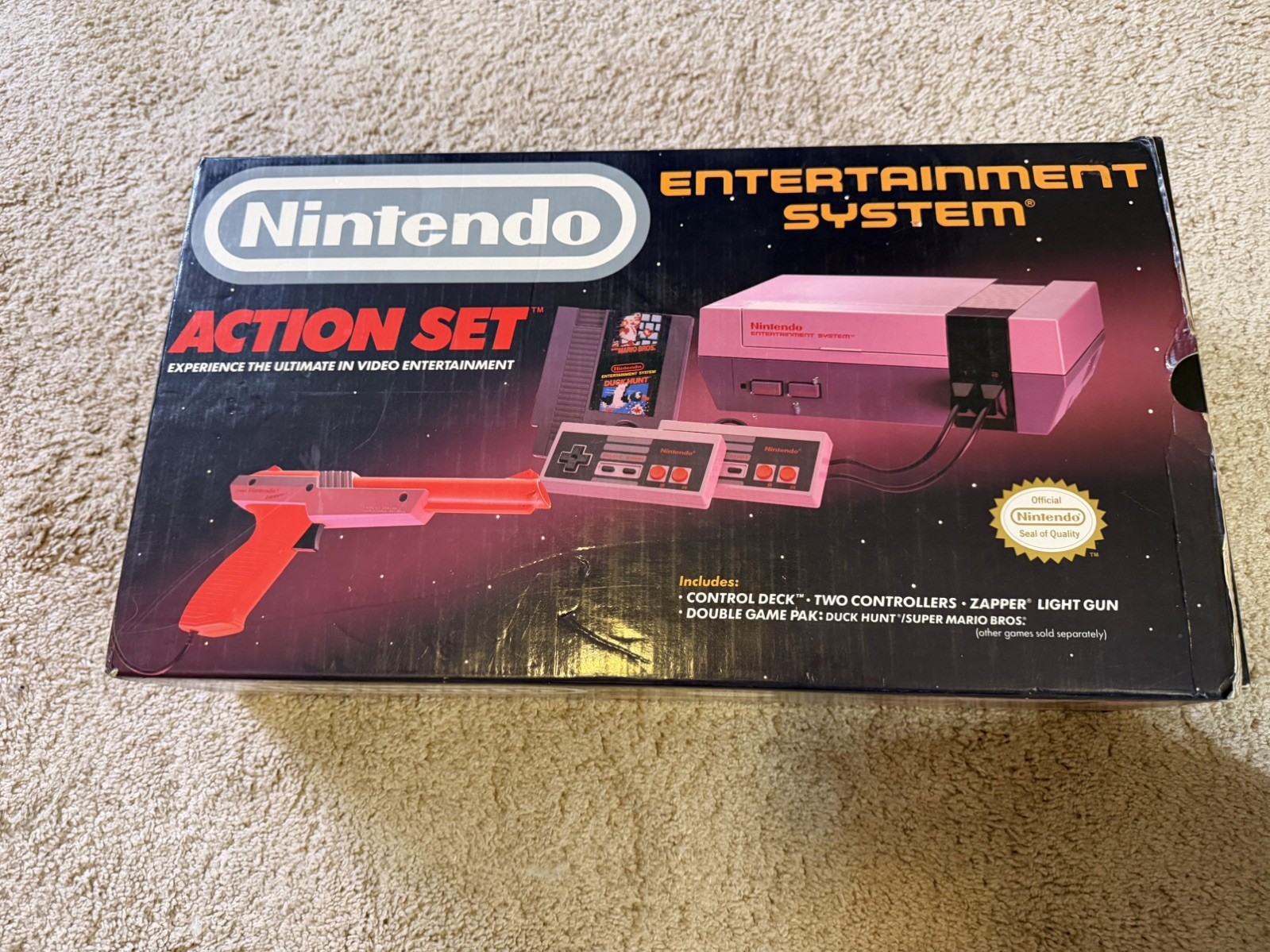 Original Nintendo NES Action Set CIB Complete Orange Zapper Manuals Super Mario