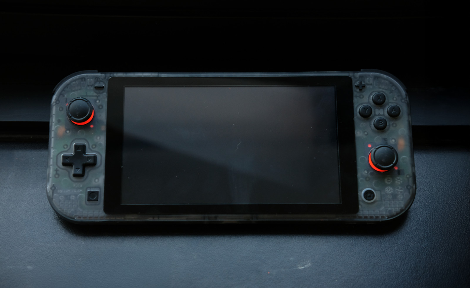 O/black Switch Lite Custom Neon Orange w/ Clear Black Shell & Hall Joystick