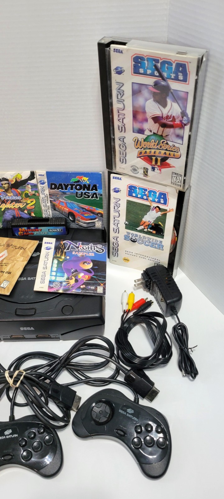 Sega Saturn Console Bundle + 8 Games 2 Controllers Stunner Light Gun New PSU