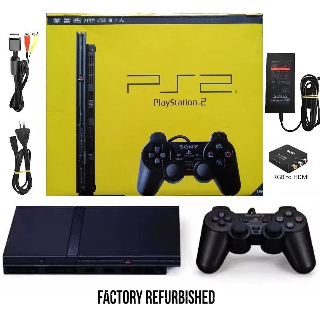 Sony PS2 Slim, PlayStation 2 (Region Free) Console, Retail Boxed + HDMI Adapter