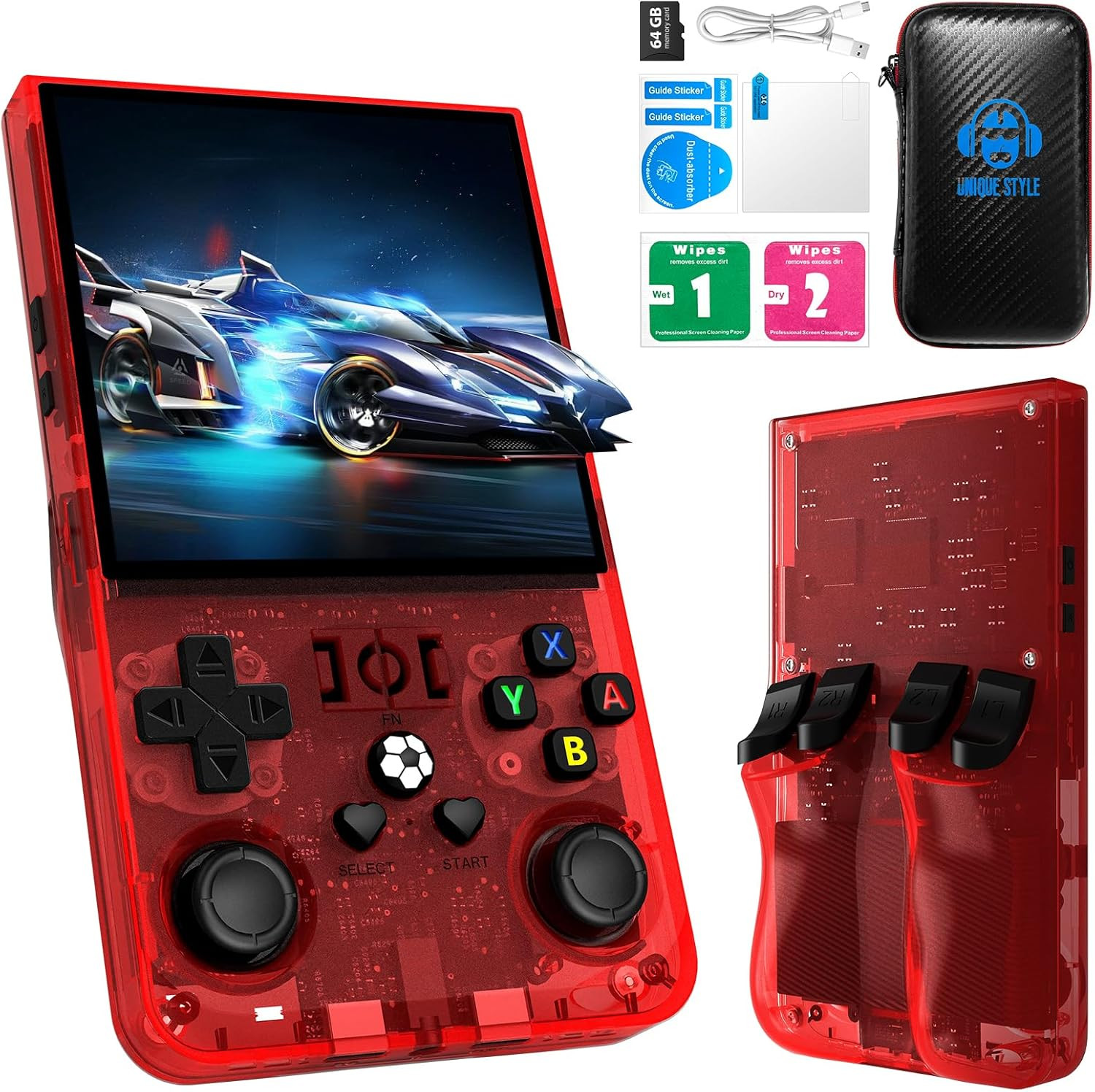 R36MAX Retro Handheld Game Console, 4.0-Inch IPS Display, 720X720 Resolution, Li
