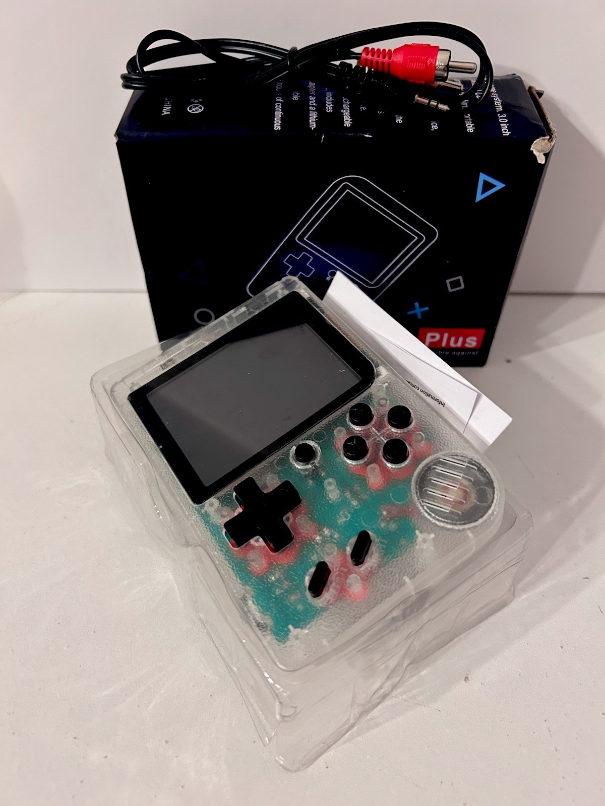 Game Box Plus- Hand Held Game System, Rechargeable Battery, Clear