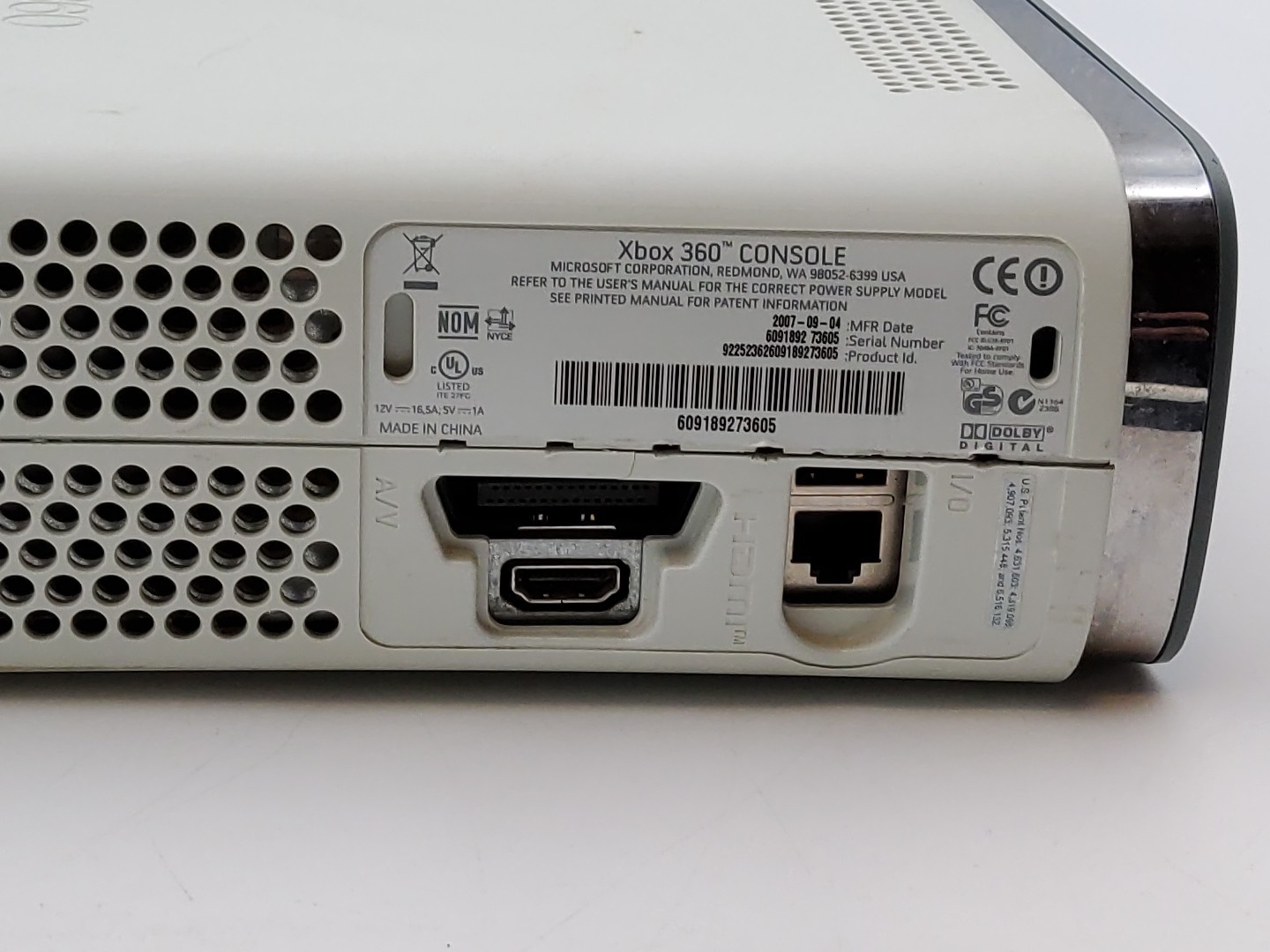 Microsoft Xbox 360 Game Console w 20 GB Hard Drive (Power & Aux Cord