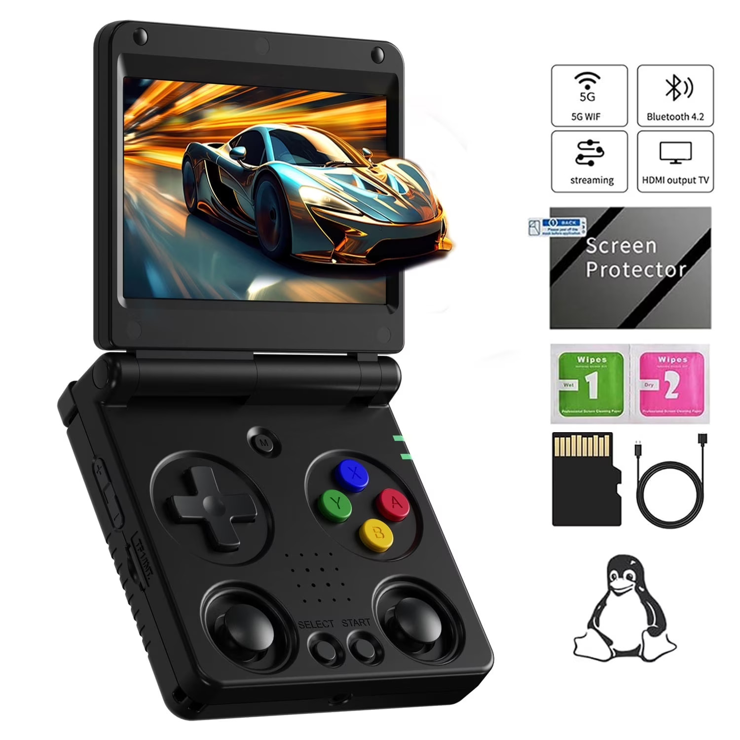 RG34XXSP Handheld Game Console,3300 mAh Battey,3.4 inch Screen Support 30+ Simul