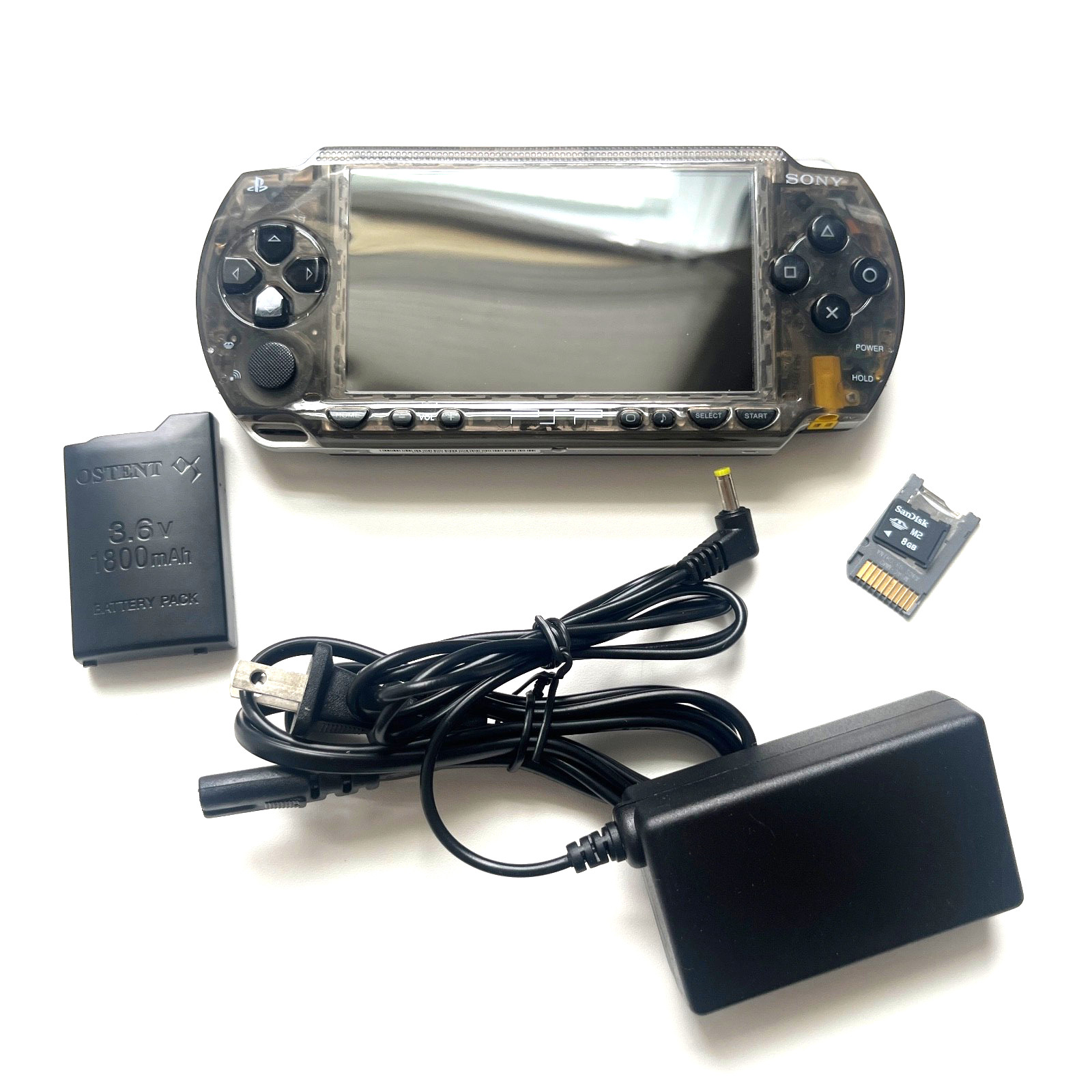 Sony PSP 1000 with 8GB, New Faceplate, OSTENT Battery, Charger – Can’t Read UMD!