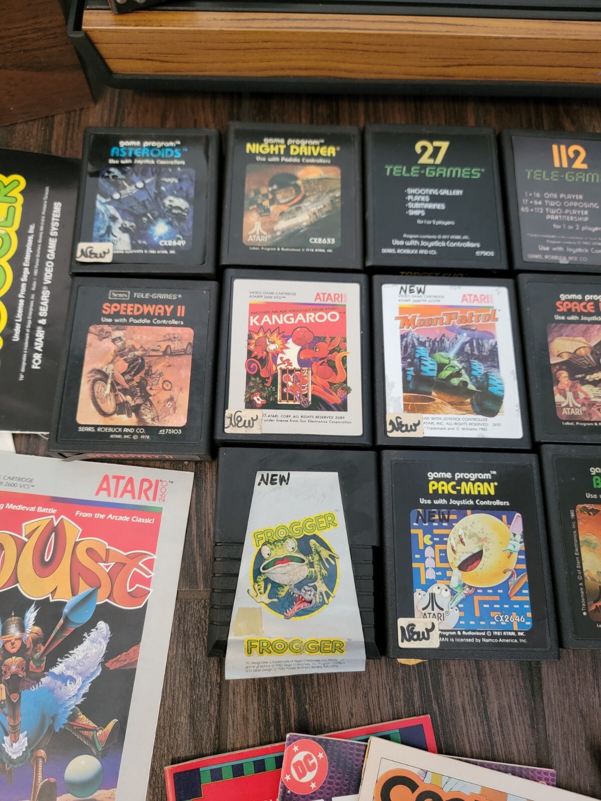 Atari 2600 SIXER Wood Console 6 switch 3 Joysticks 43 game bundle lot