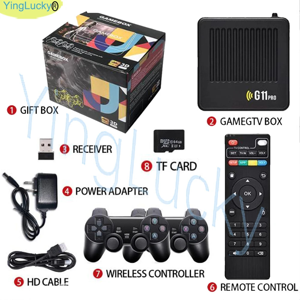 Arcade Emuelec Console G11 Pro Game Box TV 256G in 60000+ Retro Games 4K HD Vide
