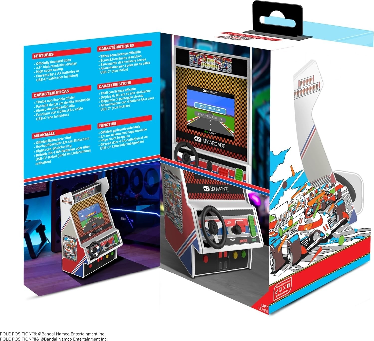 My Arcade Pole Position Racing Player Retro Mini Game Console 2 Games DGUNL-7022
