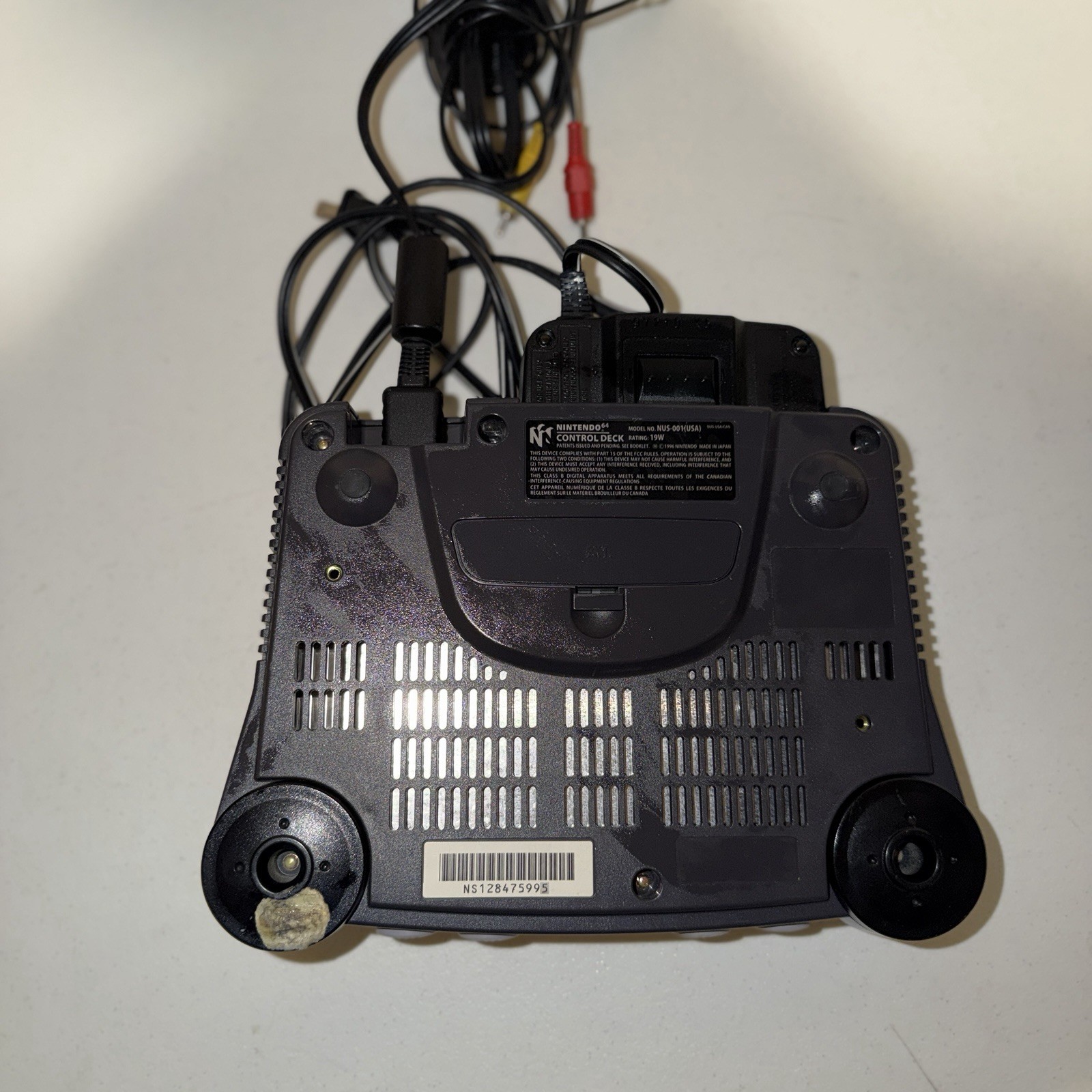Nintendo 64 N64 Black Console NTSC-U/C w/ Power Supply AC Adapter & AV Cable