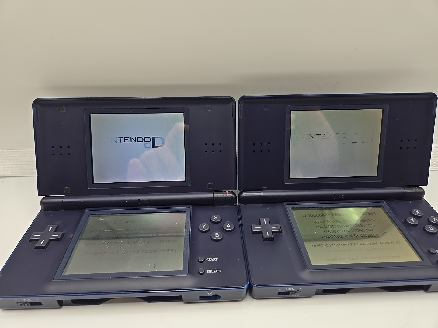 2x Nintendo DS Lite Handheld Working System Blue Top Screen On Both Need Replace