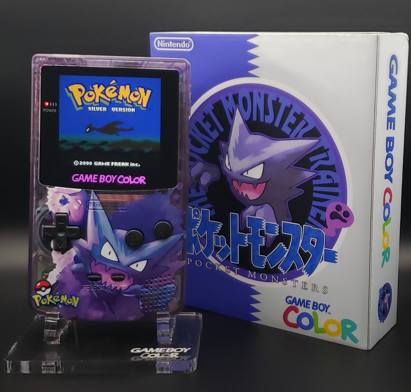 Custom Gameboy Color IPS Screen w/ Case – GBC Pokemon Haunter Console System