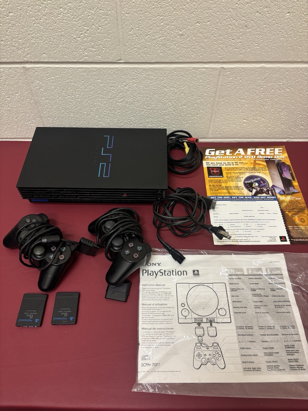 SONY PlayStation 2 Original Black PS2 Gaming System Bundle SCPH-39001 Console