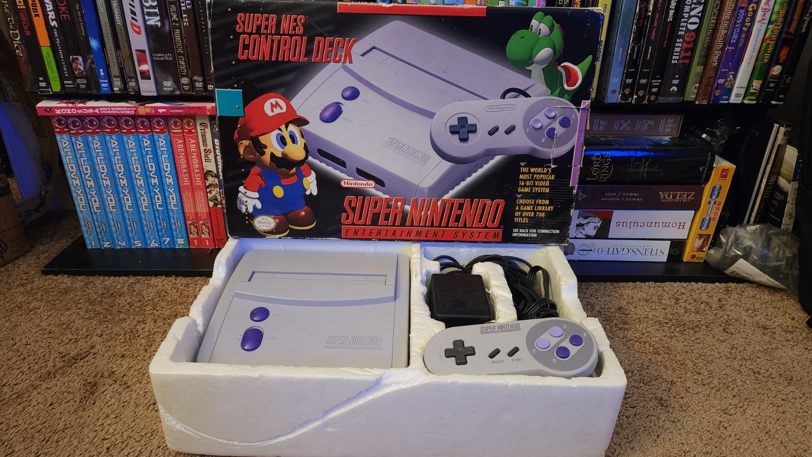 Super Nintendo SNES Mini JR Console Complete In Box SNS-101 Lot-1 Game CIB