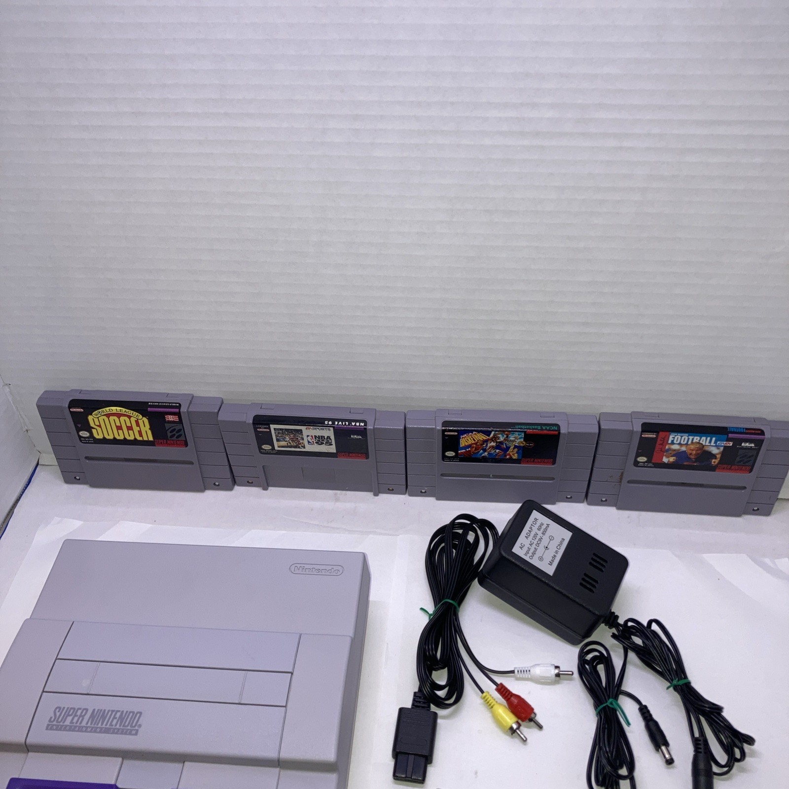 SuperNintendo SNES SystemConsole Bundle W/Controller Wires Sport Games AllTested